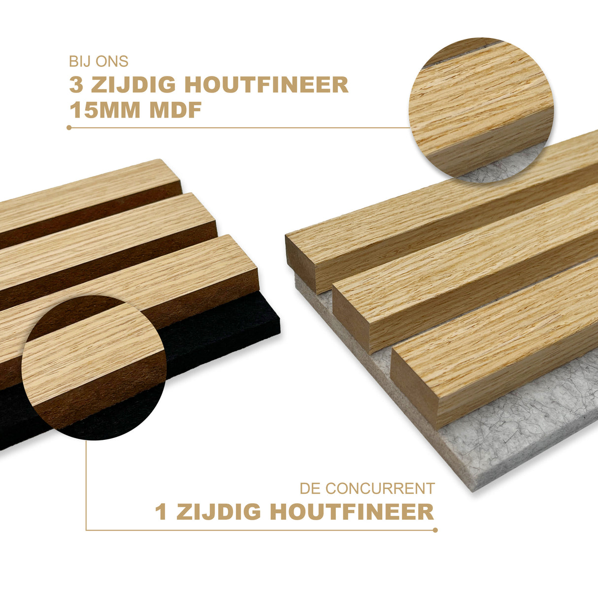 Akupaneel sample - Klassiek eiken met grijs vilt
