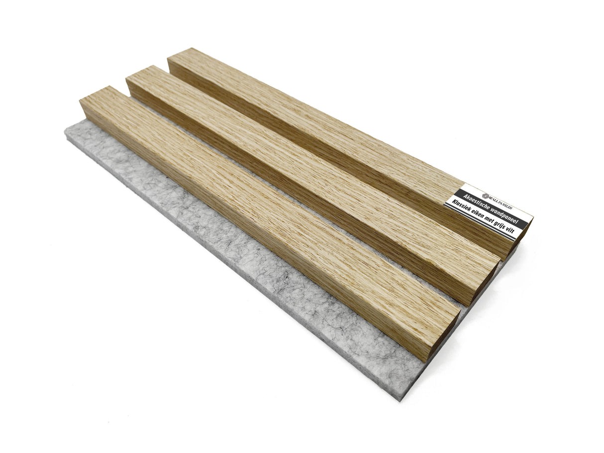 Akupaneel sample - Klassiek eiken met grijs vilt