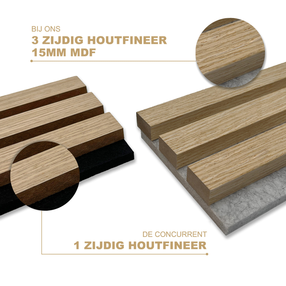 Akupaneel - Klassiek eiken met grijs vilt